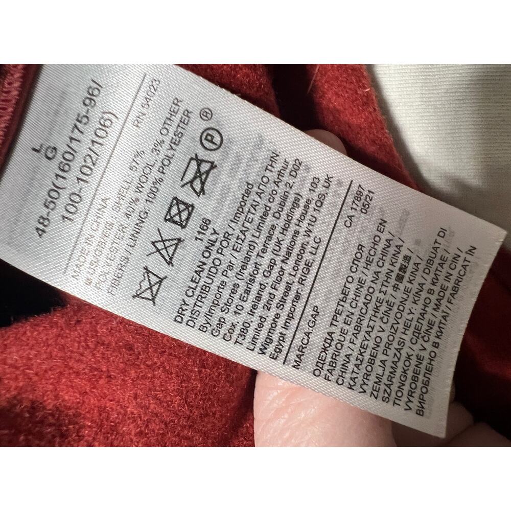 GAP Recycled Wool Blend Rust Shacket Coat Large - Picture 4 of 4